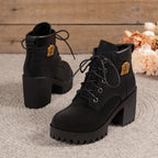 Damen Schnürstiefeletten mit markanten Profilsohlen und elegantem Anhänger R&B