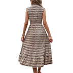 Damen Maxikleid mit Knopfleiste und elastischer Taille R&B
