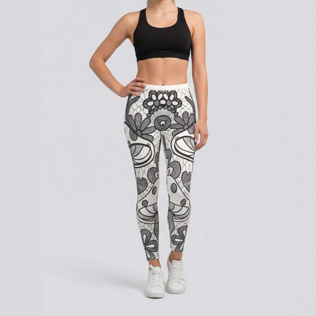 Damen Sportleggings mit stylischem Sternen-Design und hohem Bund R&B