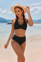 Damen Hochgeschnittener Bikini mit gekreuztem Oberteil R&B