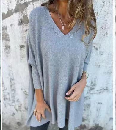 Damen V-Ausschnitt Oversized Pullover R&B
