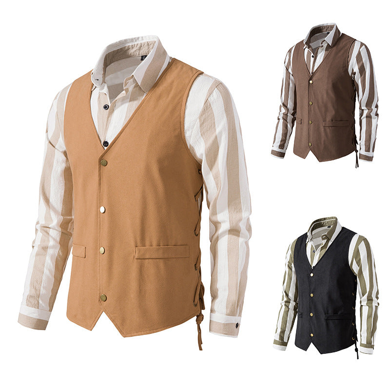 Herren elegante Weste mit feinem Stoff und praktischen Taschen