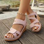 Damen Wedge-Sandaletten mit verzierten Riemen R&B