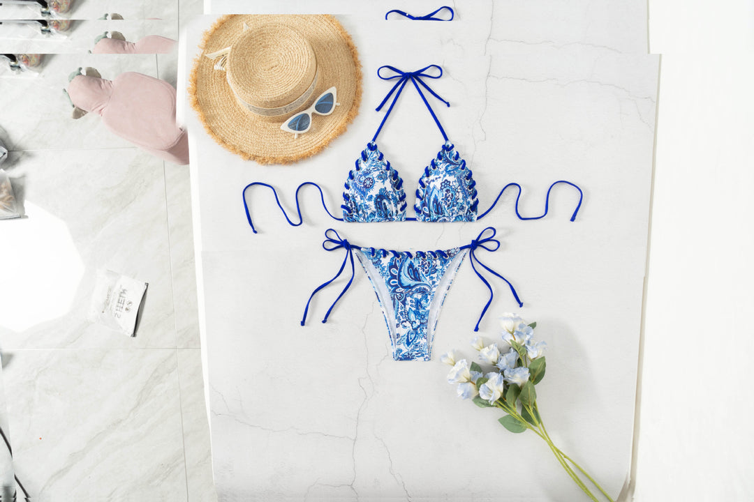 Damen Triangel-Bikini mit verspieltem Schnürdesign R&B