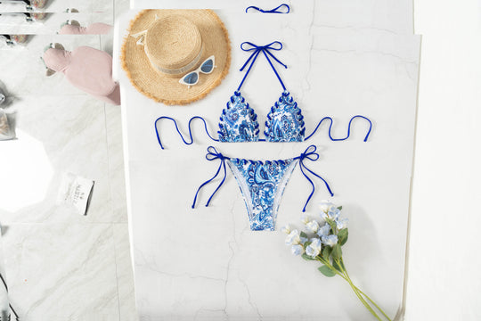 Damen Triangel-Bikini mit verspieltem Schnürdesign R&B