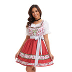 Damen nan kurzes traditionelles Dirndlkleid mit Spitzenbluse, Schnürung und dekorativer Schürze R&B