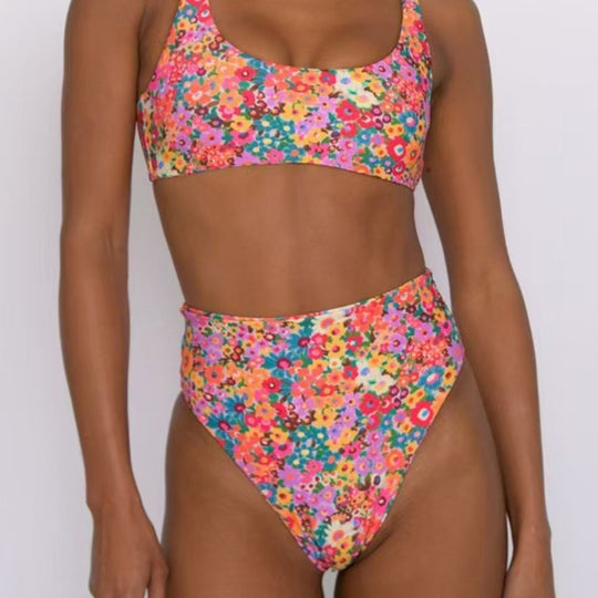 Damen Hochtailliertes Bikini-Set mit floralem Design R&B