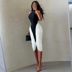 Damen figurbetontes Midi-Kleid mit asymmetrischem Design R&B