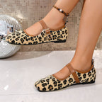 Damen Ballerinas im R&Brnen Leo-Design mit verstellbarem Schnallenverschluss R&B