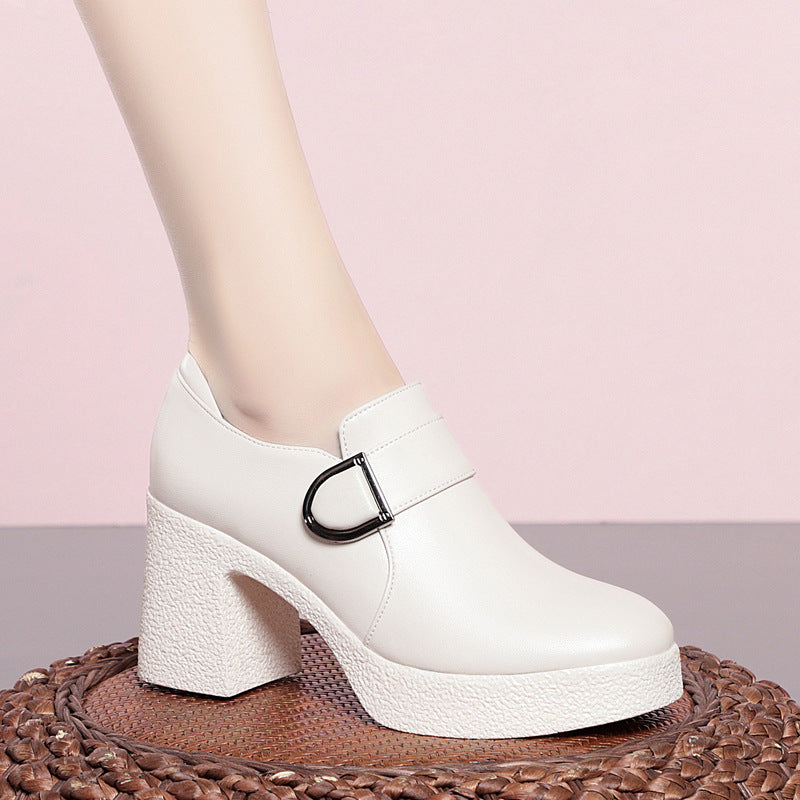 Damen Modische Chunky-High-Blockabsatzschuhe mit modernem Riemen