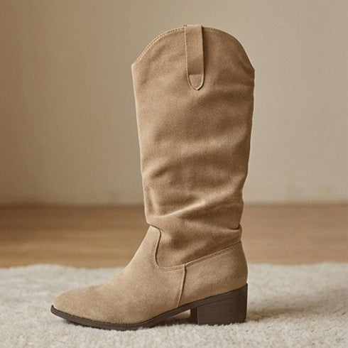 Damen Elegante Wildleder-Stiefel mit leichtem Stretch-Schaft R&B