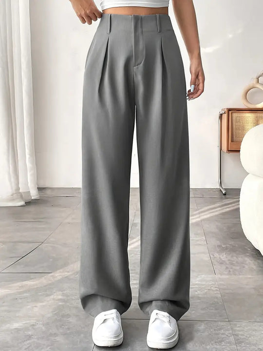 Damen Elegante Bundfaltenhose mit weitem Schnitt R&B