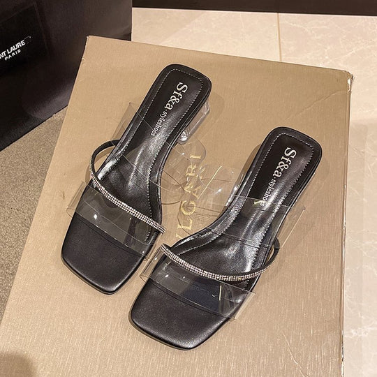 Damen elegante transparente High-Heelsandalen mit funkelndem Riemen R&B
