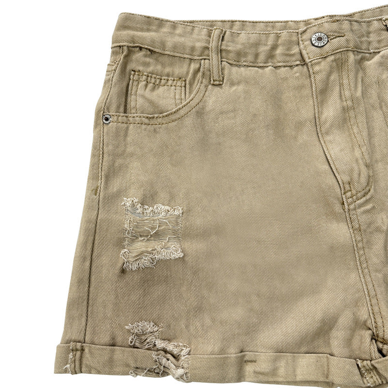 Damen Modische Destroyed Shorts aus Denim mit lässigem Schnitt und fransigen Details R&B