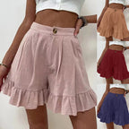 Damen Röhren-Shorts mit lässigem Rüschensaum und elastischem Bund R&B