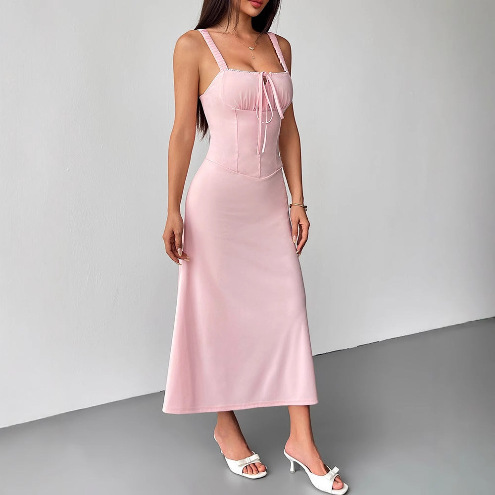Damen Maxikleid mit formschöner Schnürung und eleganten Trägern R&B