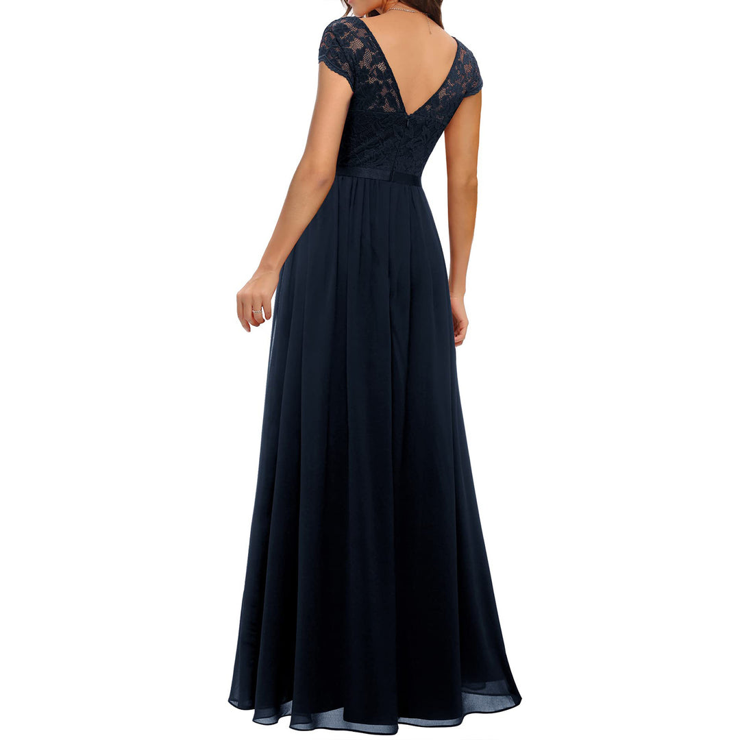 Damen Elegantes Spitzenkleid mit V-Ausschnitt R&B