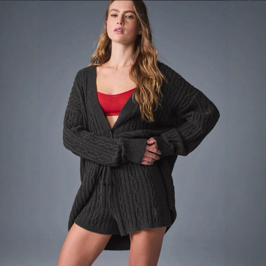 Damen Grobstrick Cardigan mit lässigem Schnitt und weichen Ärmeln R&B