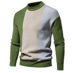 Herren Strickpullover mit modernem Farbblockdesign und hohem Kragen