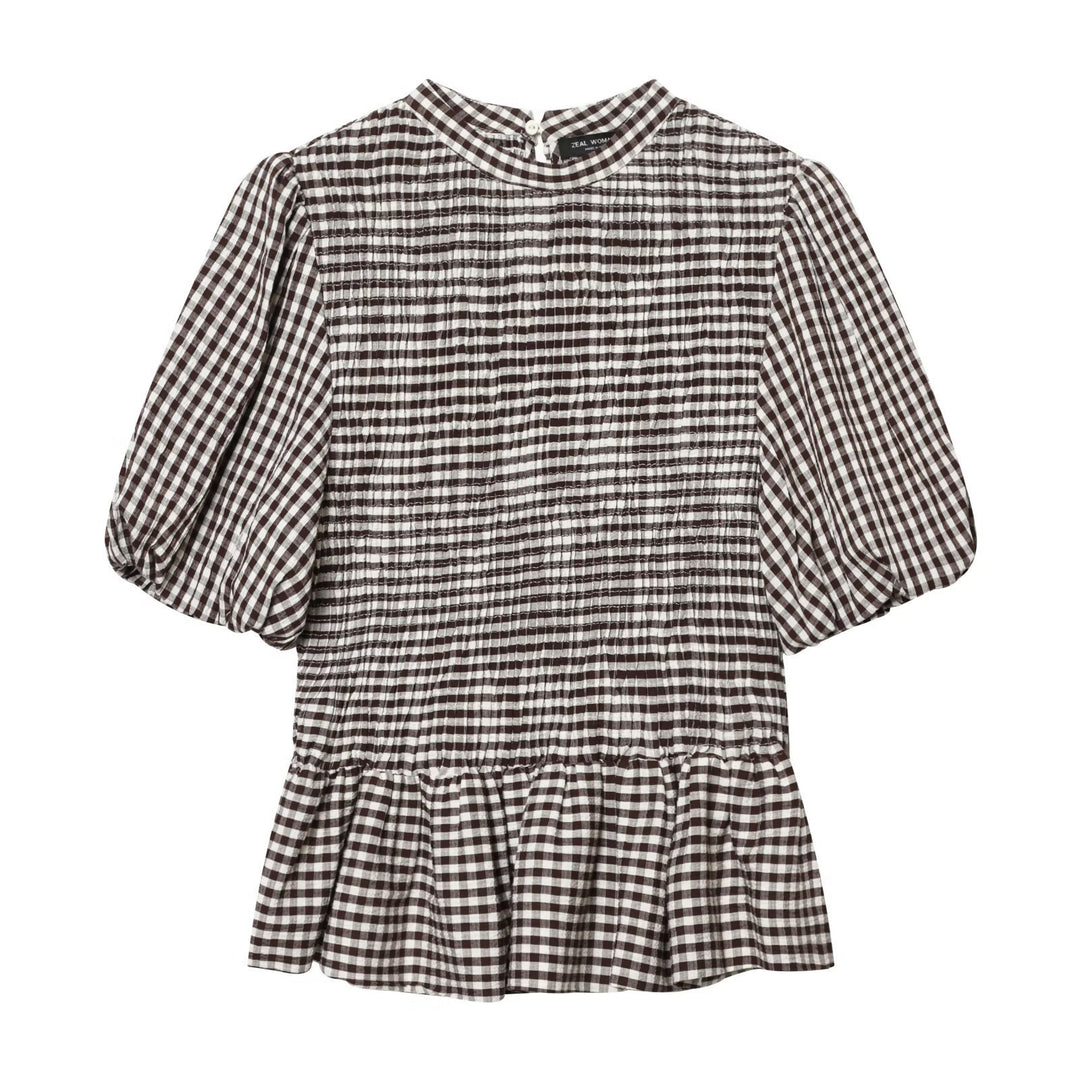 Damenbluse mit dekorativen Puffärmeln und geschmeidiger Rüschensilhouette R&B