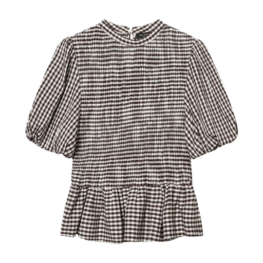 Damenbluse mit dekorativen Puffärmeln und geschmeidiger Rüschensilhouette R&B
