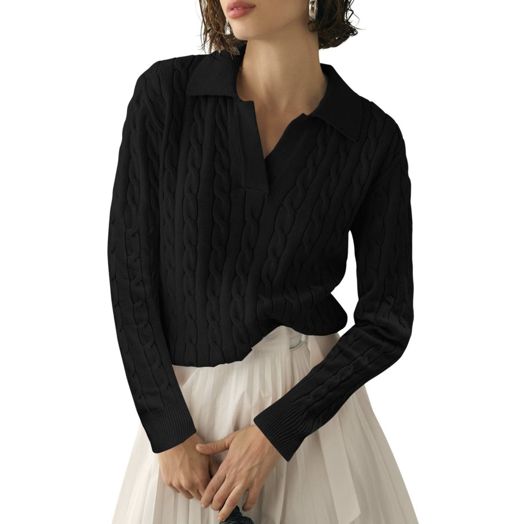 Damen Poloshirt mit Strickmuster und kontrastierenden Akzenten R&B