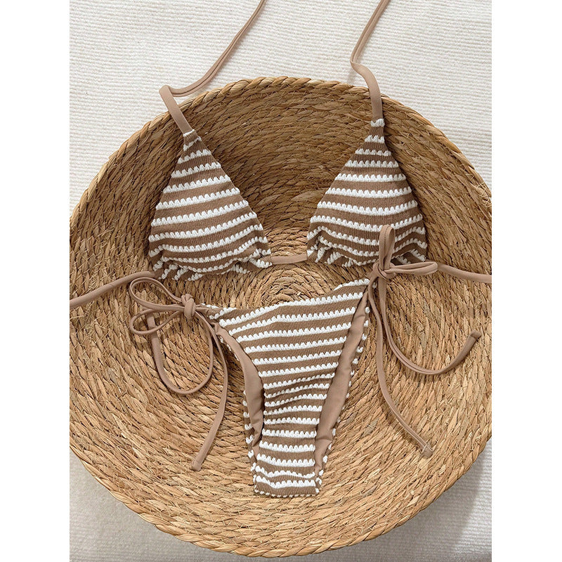 Damen Triangel-Bikini-Set mit verstellbaren Trägern und verspieltem Muster
