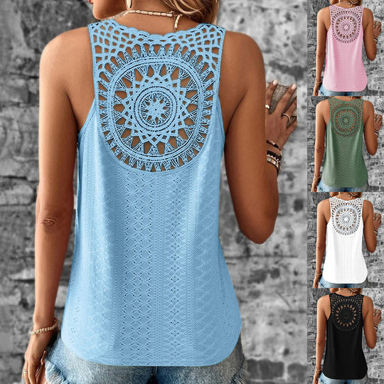 Damen luftiges Häkelshirt mit einzigartigem Rückendetail R&B