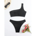 Damen Einseitiger Bikini mit strukturierter Oberfläche R&B