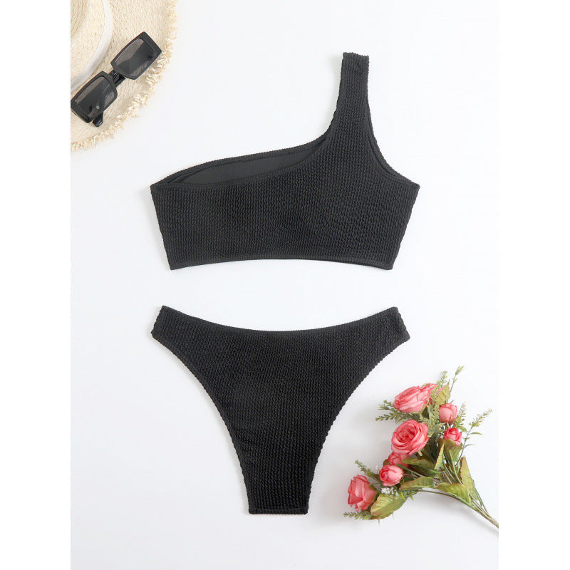 Damen Einseitiger Bikini mit strukturierter Oberfläche R&B