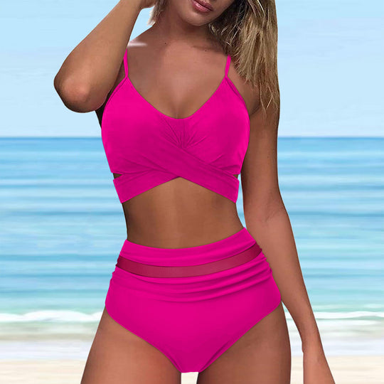 Damen High-Waist Bikini Set mit modischem Wickel-Oberteil R&B
