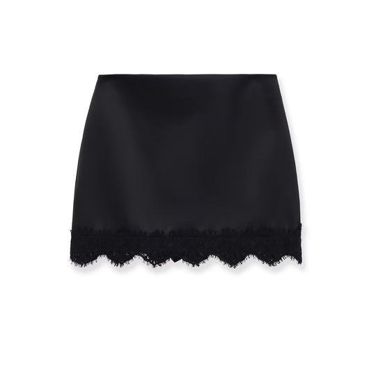 Damen eleganter Rock mit Spitzenbesatz und strukturiertem Gewebe R&B