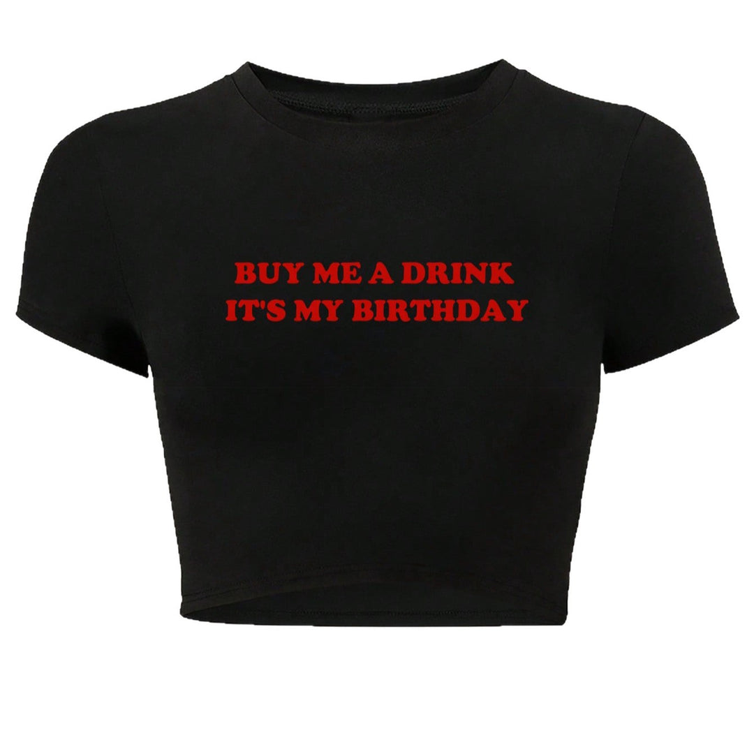 Damen Crop-Oberteil mit humorvollem Statementdruck R&B