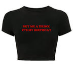 Damen Crop-Oberteil mit humorvollem Statementdruck R&B
