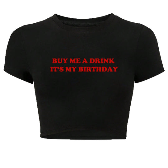 Damen Crop-Oberteil mit humorvollem Statementdruck R&B