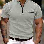 Herren Kurzarm Zip-T-Shirt mit praktischer Brusttasche R&B