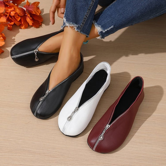 Damen bequeme Schlupfschuhe mit praktischem Reißverschluss R&B