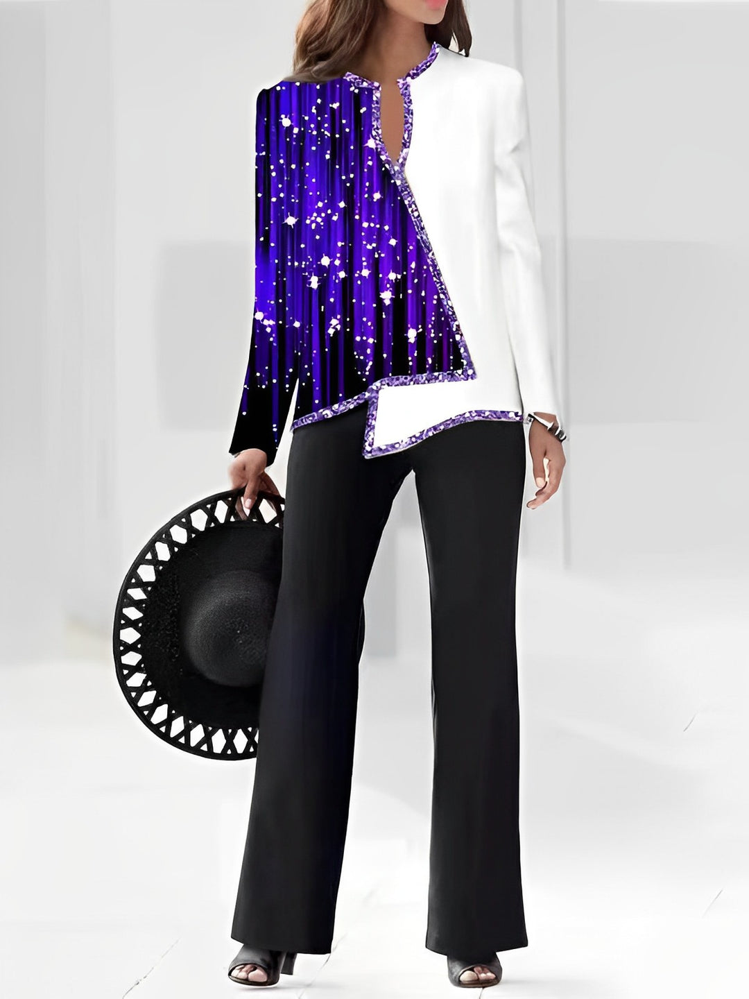 Damen Elegante Statement-Jacke mit asymmetrischem Schnitt und funkelnden Details R&B
