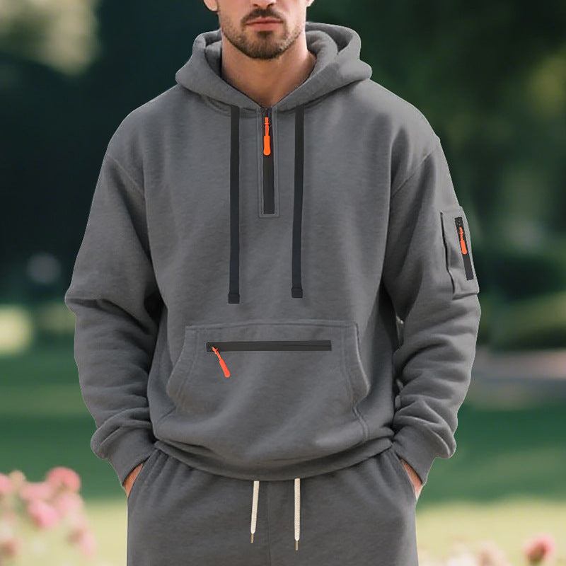Herren sportlicher Hoodie mit praktischen Taschen und modischem Reißverschluss R&B