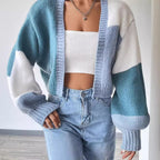 Damen Modischer Strickcardigan im Color-Block Design R&B