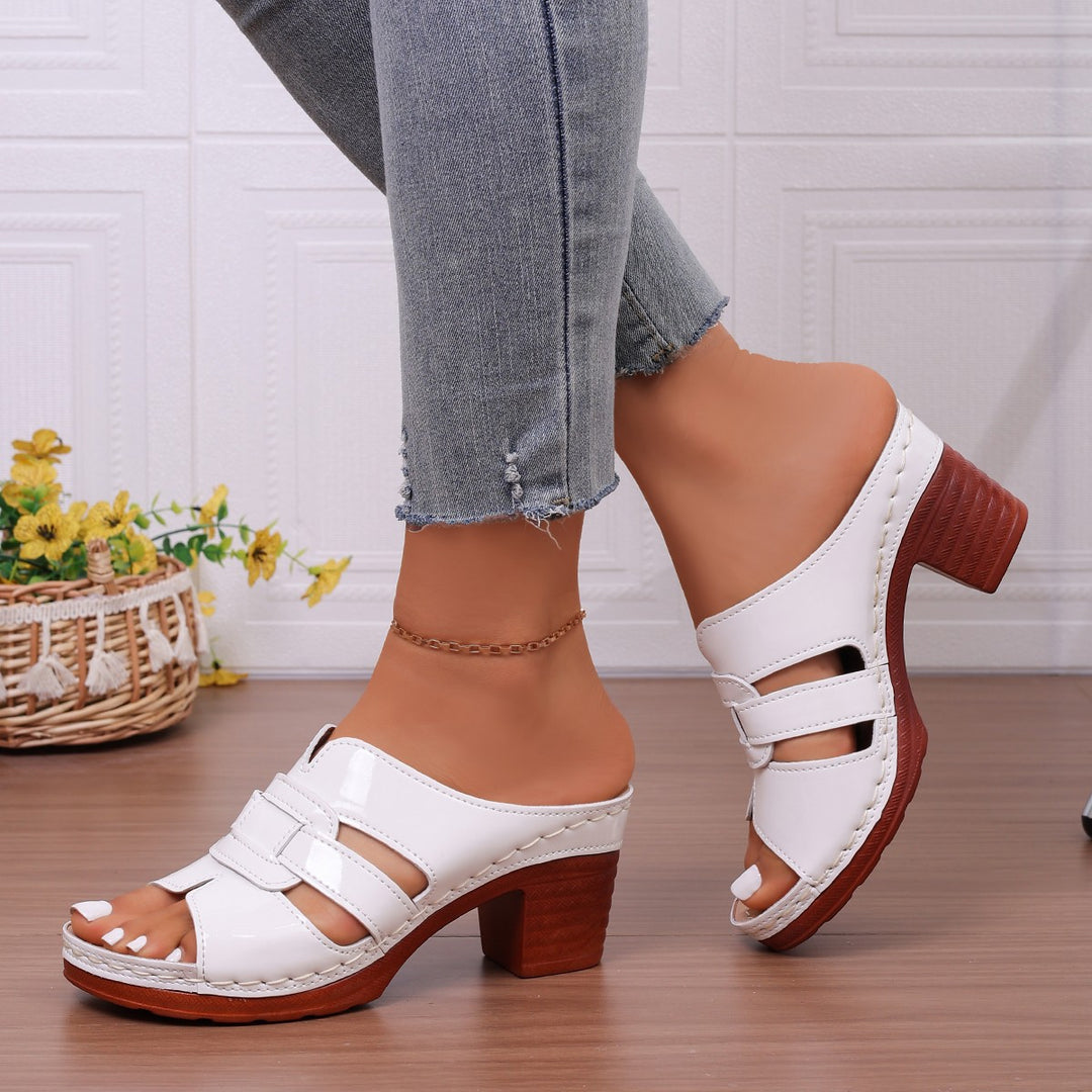 Damen Komfortable und elegante Plattform-Pantoletten mit Dekorativem Riemen R&B