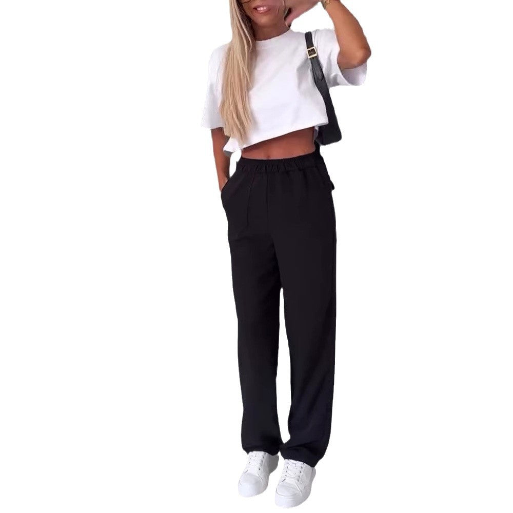 Damen nan weite Palazzo-Hose mit elastischem Bund und aufgesetzten Klappentaschen R&B