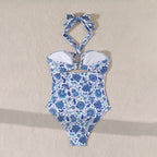 Damen Rückenfreier Schwimmanzug mit floralem Design R&B