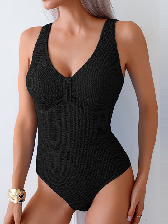 Damen Einteiliger Badeanzug mit raffinierten Rippstrick-Details R&B