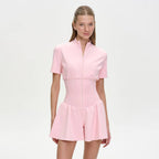 Damen sportive Kurzoverall mit hohem Kragen und Reißverschluss R&B