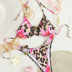 Damen Triangel-Bikini-Set mit floralem Leo-Muster R&B
