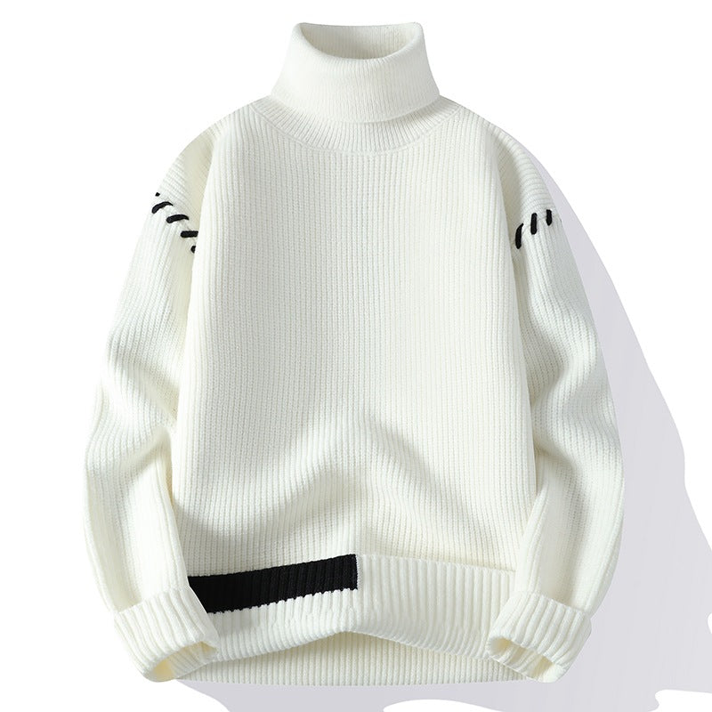 Damen Grober Rollkragenpullover mit dekorativen Ärmeldetails R&B
