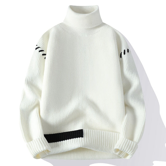 Damen Grober Rollkragenpullover mit dekorativen Ärmeldetails R&B