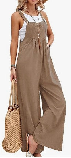 Damen Lässiger Jumpsuit mit praktischem Schnallenverschluss und weit geschnittenen Beinen R&B