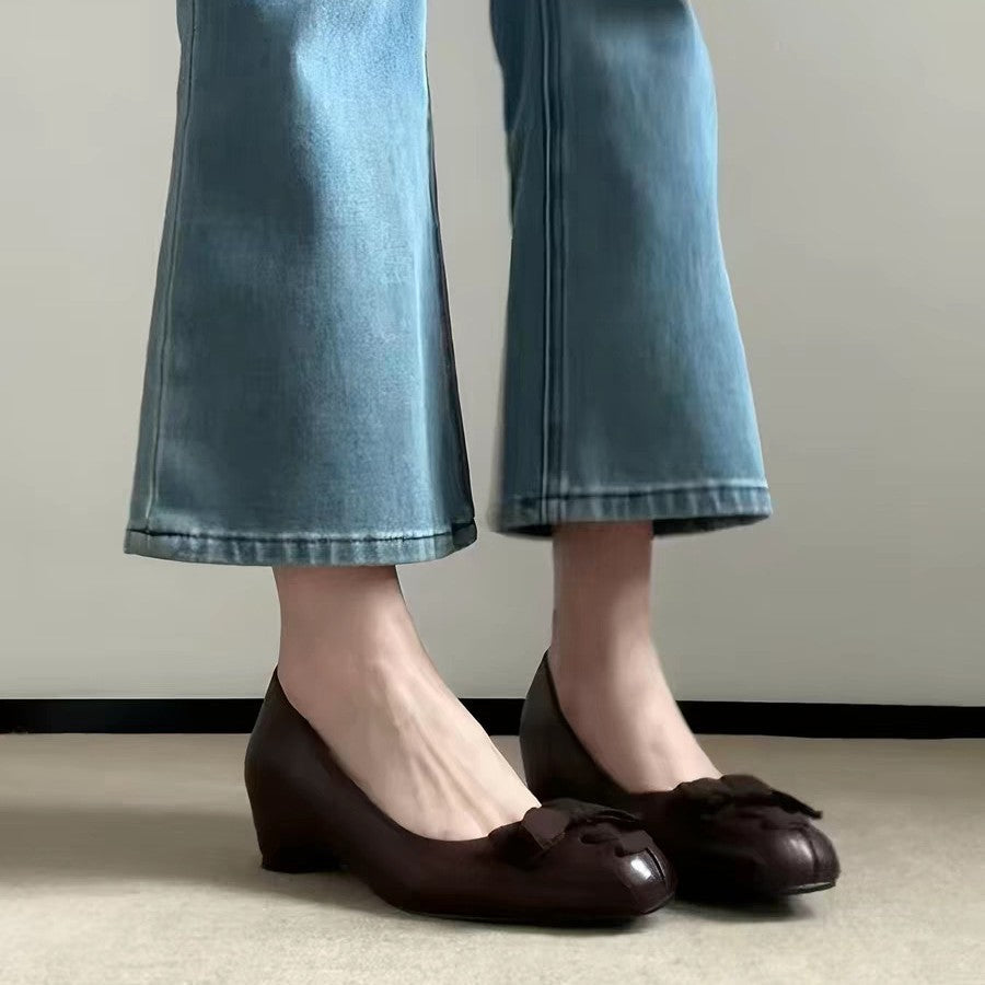 Damen elegante Ballerinas mit hochwertiger Schleifenapplikation R&B